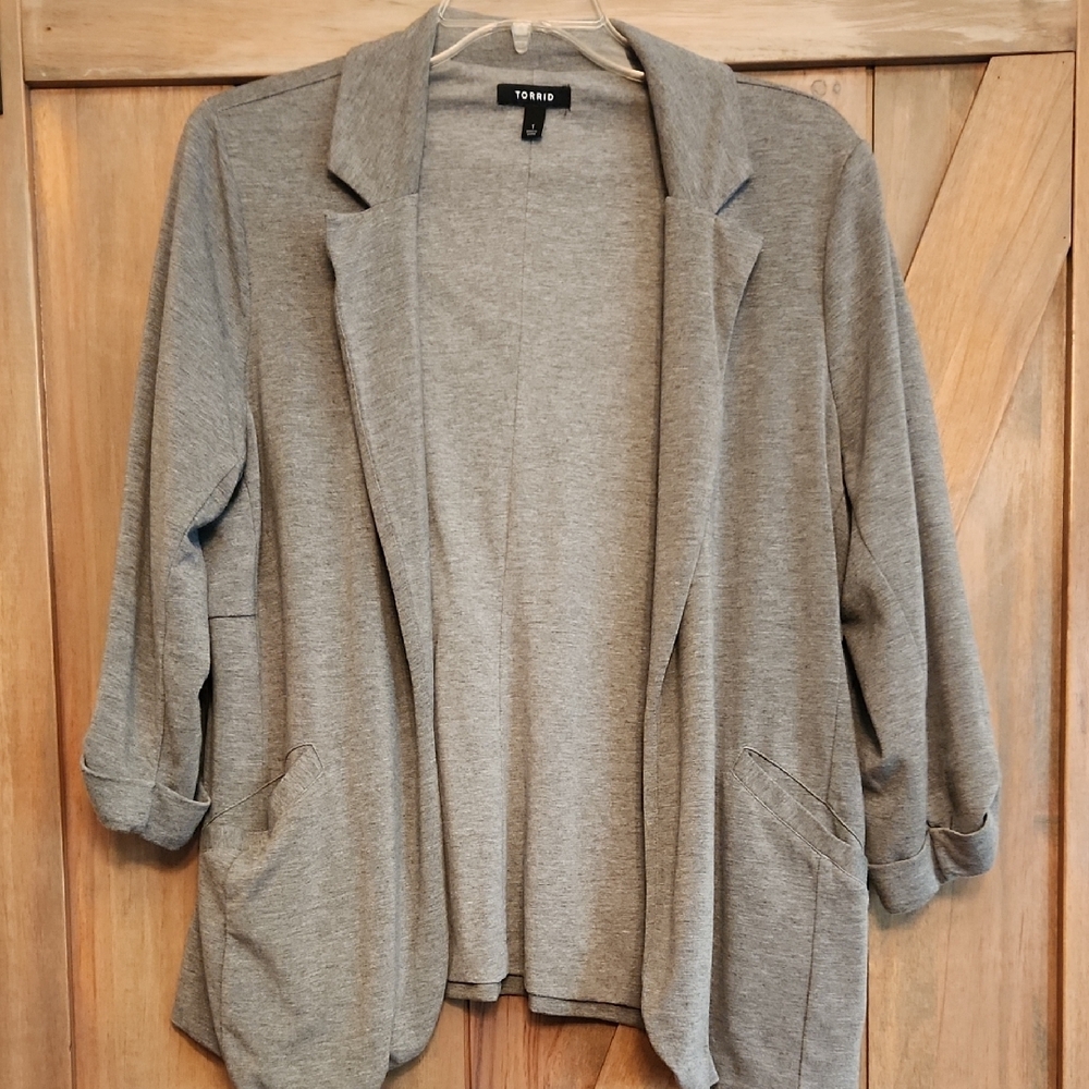 Torrid Gray Women's Open Front Blazer Cardigan